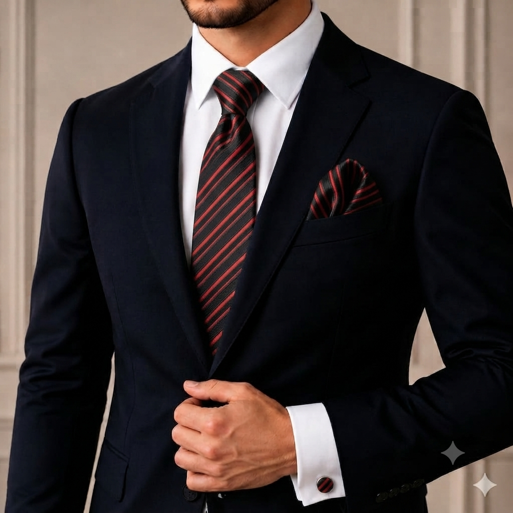 Men’s Tie, Pocket Square & Cufflinks Set – Luxury Formal Accessory Combo - CU-206 New