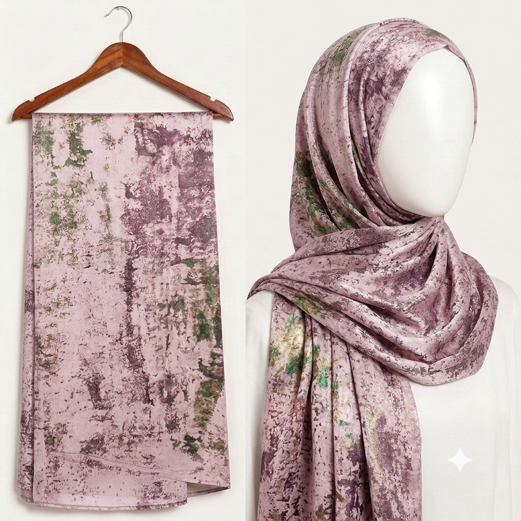 Stylengift Premium Printed Silk Hijabs - Lightweight Formal Scarf-SH-146