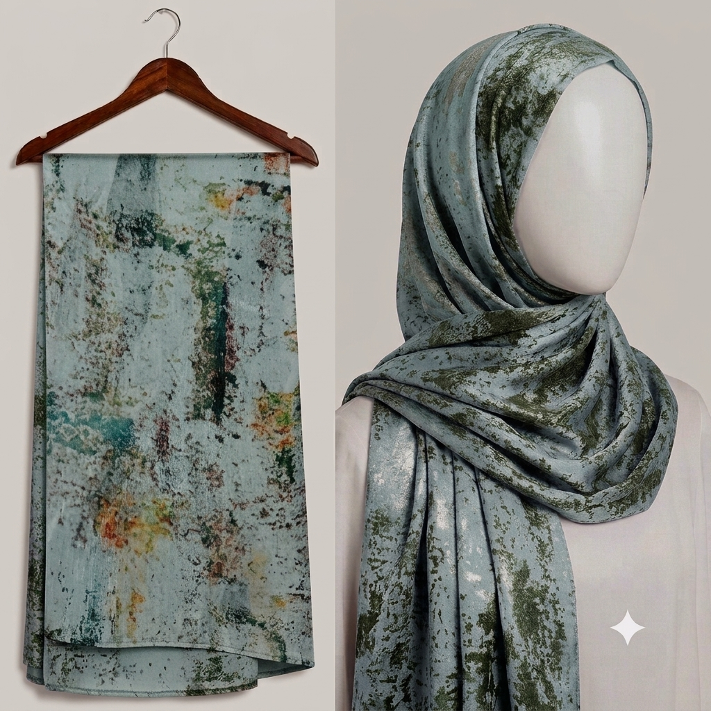 Stylengift Premium Printed Silk Hijabs - Lightweight Formal Scarf-SH-151