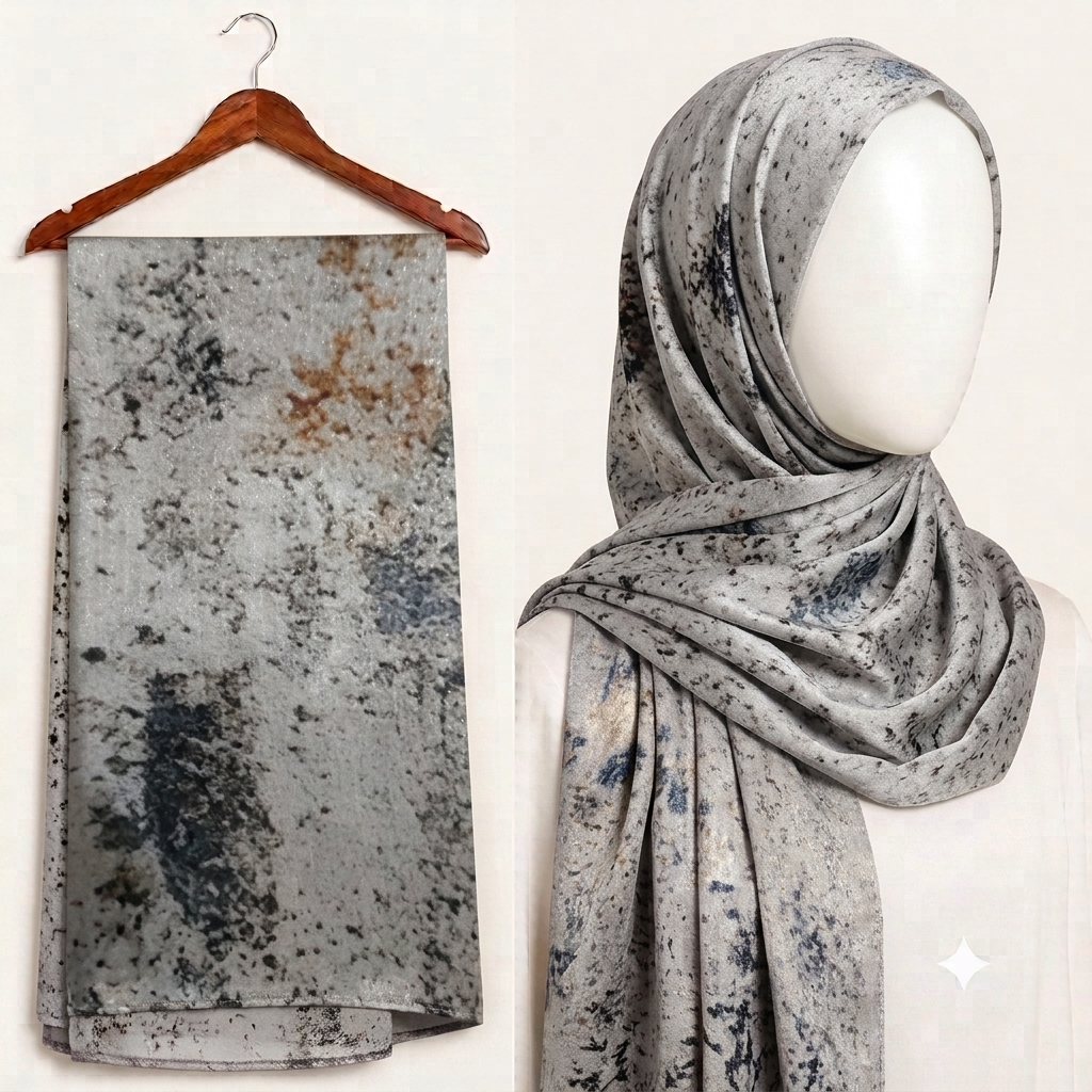 Stylengift Premium Printed Silk Hijabs - Lightweight Formal Scarf-SH-154
