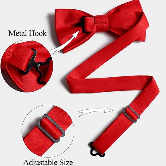 Red Men's Bow Tie Set - Elegant Formal Neckwear for Weddings