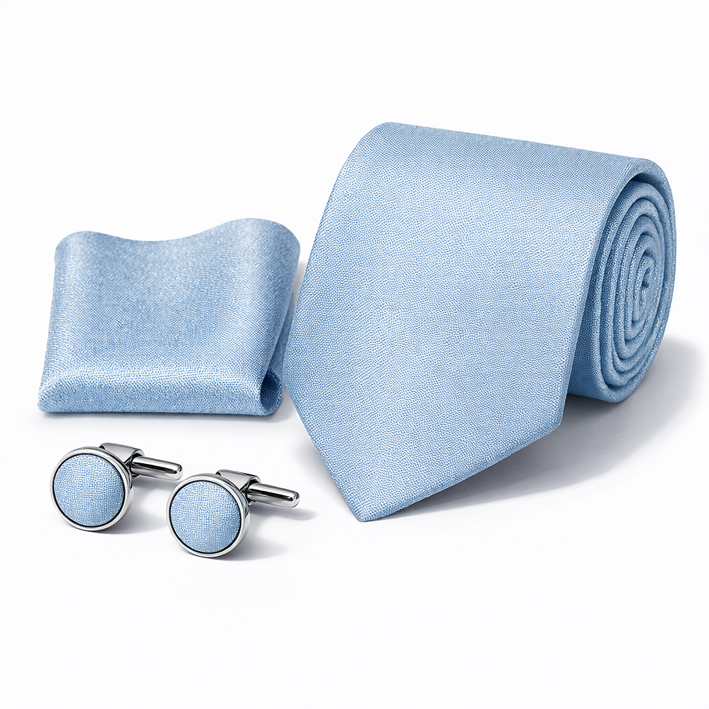 Men’s Tie, Pocket Square & Cufflinks Set – Luxury Formal Accessory Combo