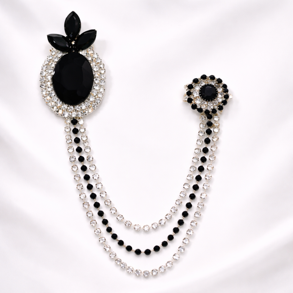 Men's Brooch Suit Pin Badge with Chains Buckle Chain Collar Lapel for Men Shirt Decoration Metal Clips Women Tuxedo Tie Hat Scarf