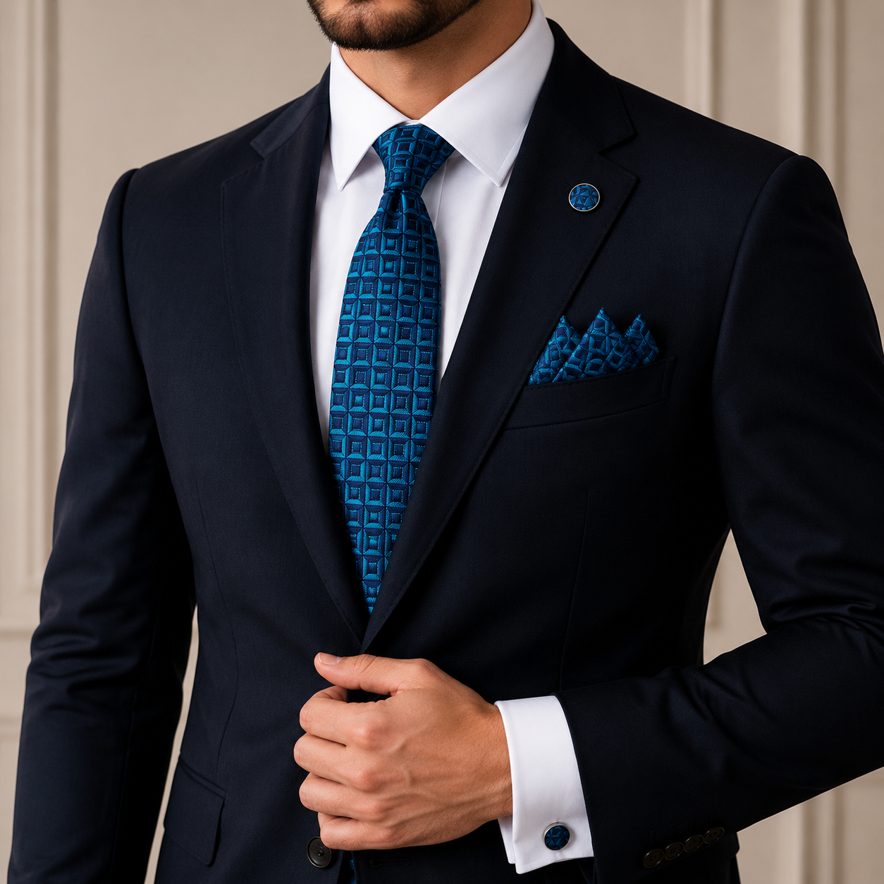 Men’s Tie, Pocket Square & Cufflinks Set – Luxury Formal Accessory Combo - CU-106