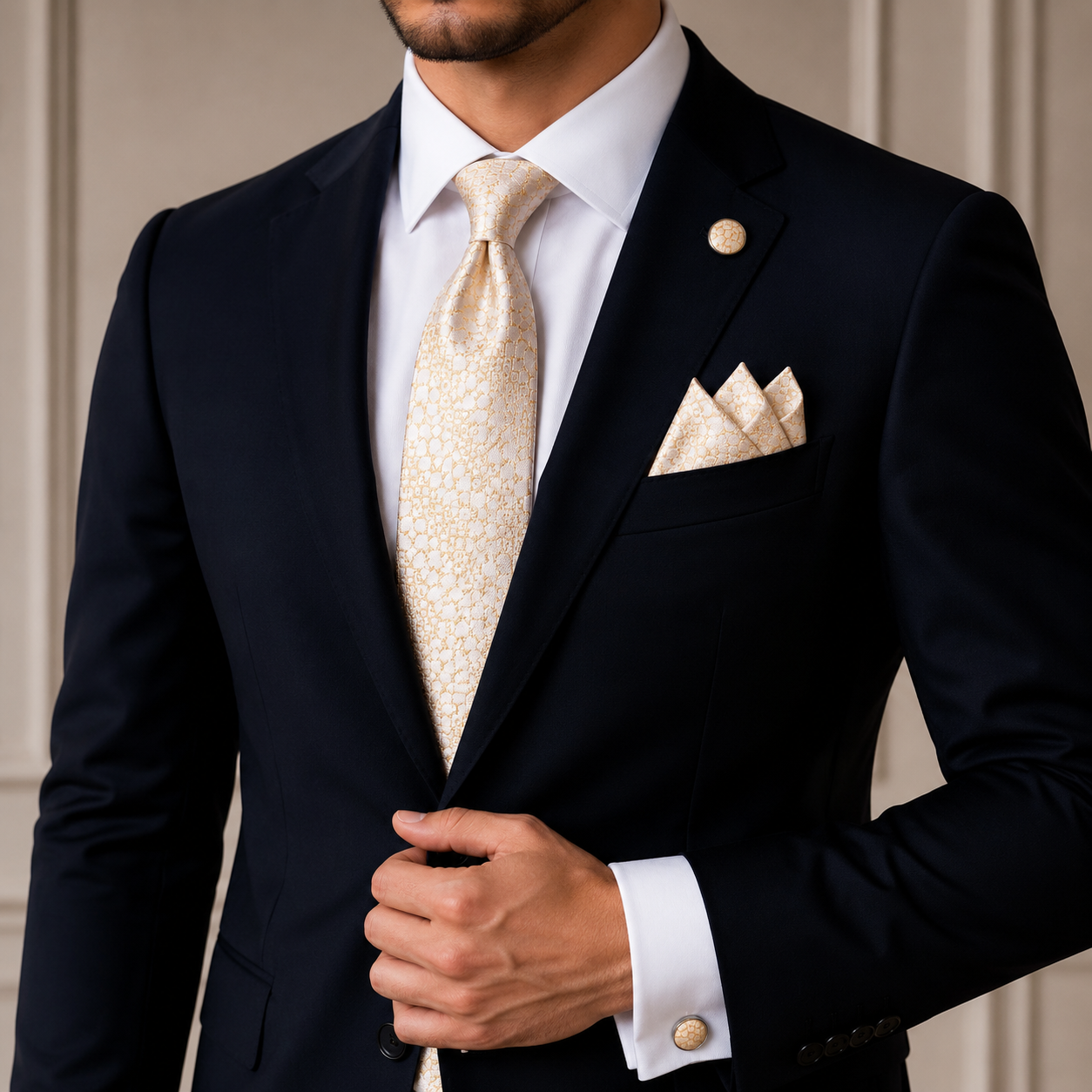 Men’s Tie, Pocket Square & Cufflinks Set – Luxury Formal Accessory Combo - CU-109