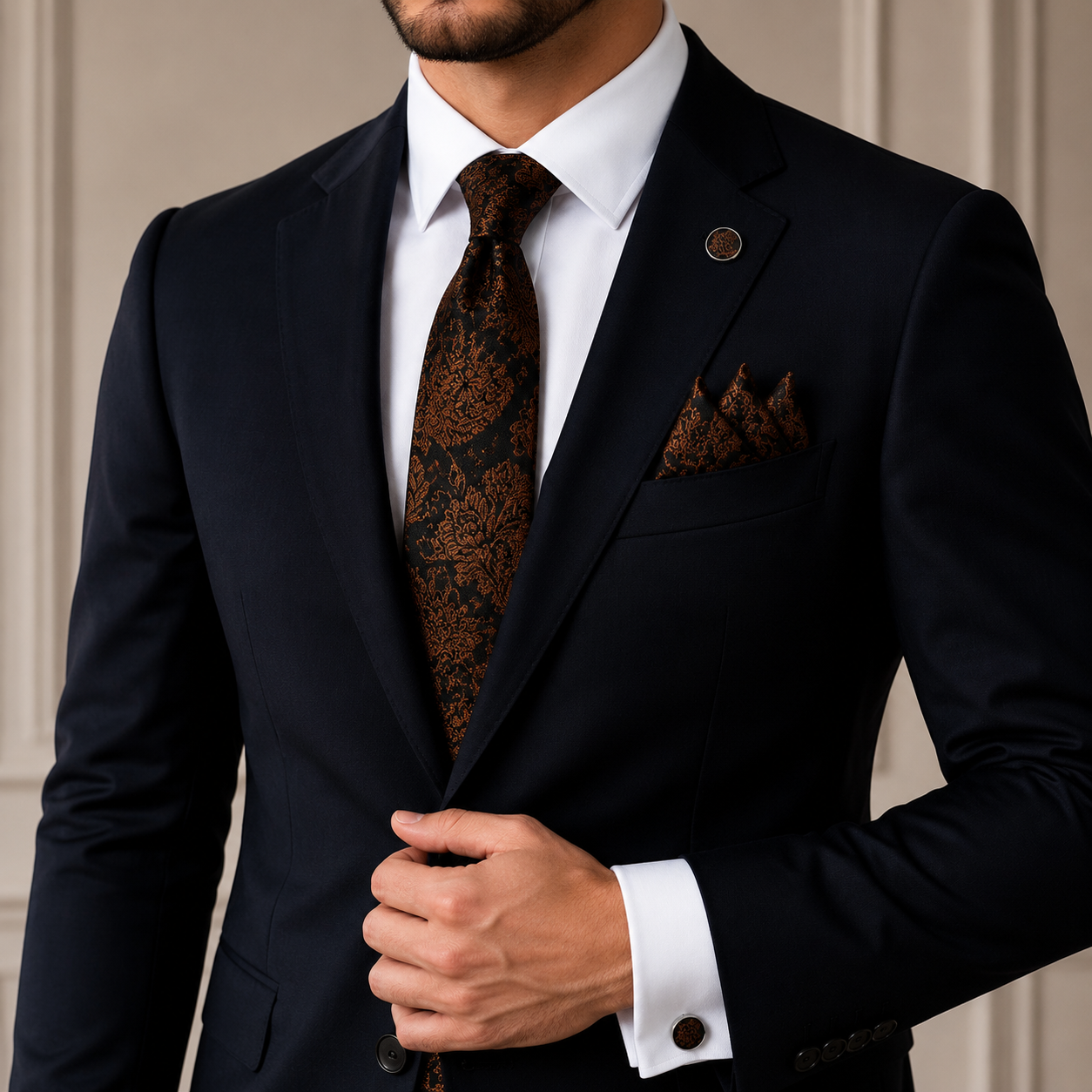 Men’s Tie, Pocket Square & Cufflinks Set – Luxury Formal Accessory Combo - CU-111