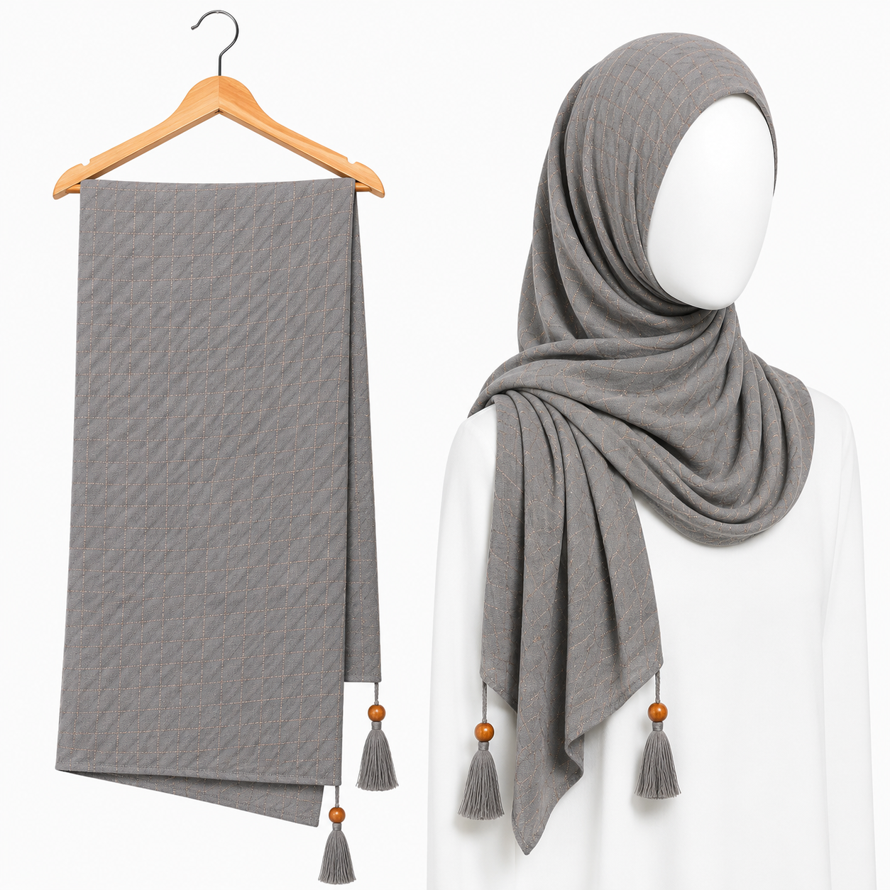 Stylengift premium Crushed Hijabs | All-Season Formal Tassel Scarf=SH-179
