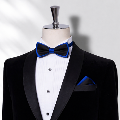 Black & Royal Blue Men's Bow Tie Set - Elegant Formal Neckwear for Weddings
