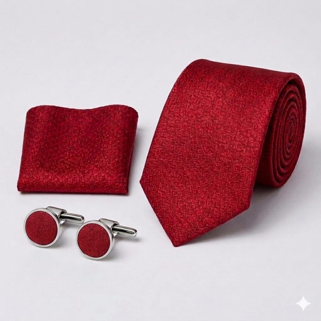 Men’s Tie, Pocket Square & Cufflinks Set – Luxury Formal Accessory ComboMen’s Tie, Pocket Square & Cufflinks Set – Luxury Formal Accessory Combo - CU-088