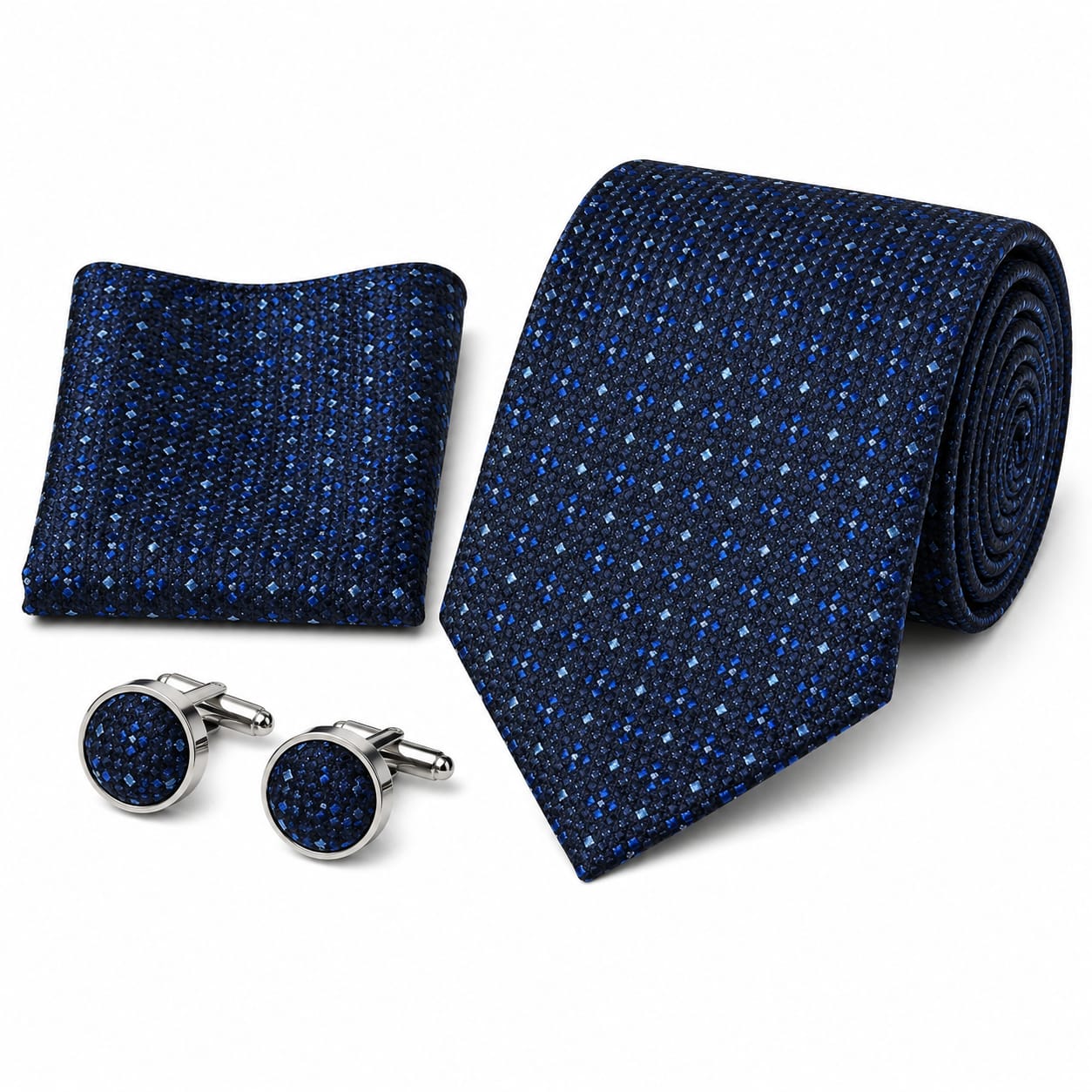 Men’s Tie, Pocket Square & Cufflinks Set – Luxury Formal Accessory Combo - CU-205 New