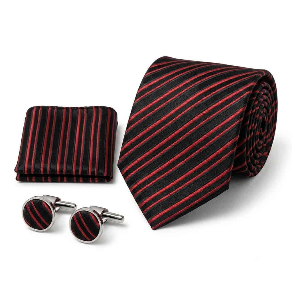 Men’s Tie, Pocket Square & Cufflinks Set – Luxury Formal Accessory Combo - CU-206 New
