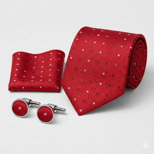 Men’s Tie, Pocket Square & Cufflinks Set – Luxury Formal Accessory ComboMen’s Tie, Pocket Square & Cufflinks Set – Luxury Formal Accessory Combo - CU-076