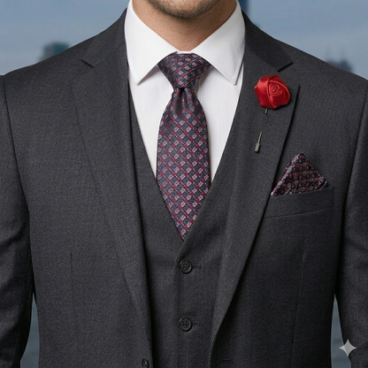 The Executive Suite: Men’s Tie, Brooch & Cufflinks Set – Elite Formal Combo-BR-121