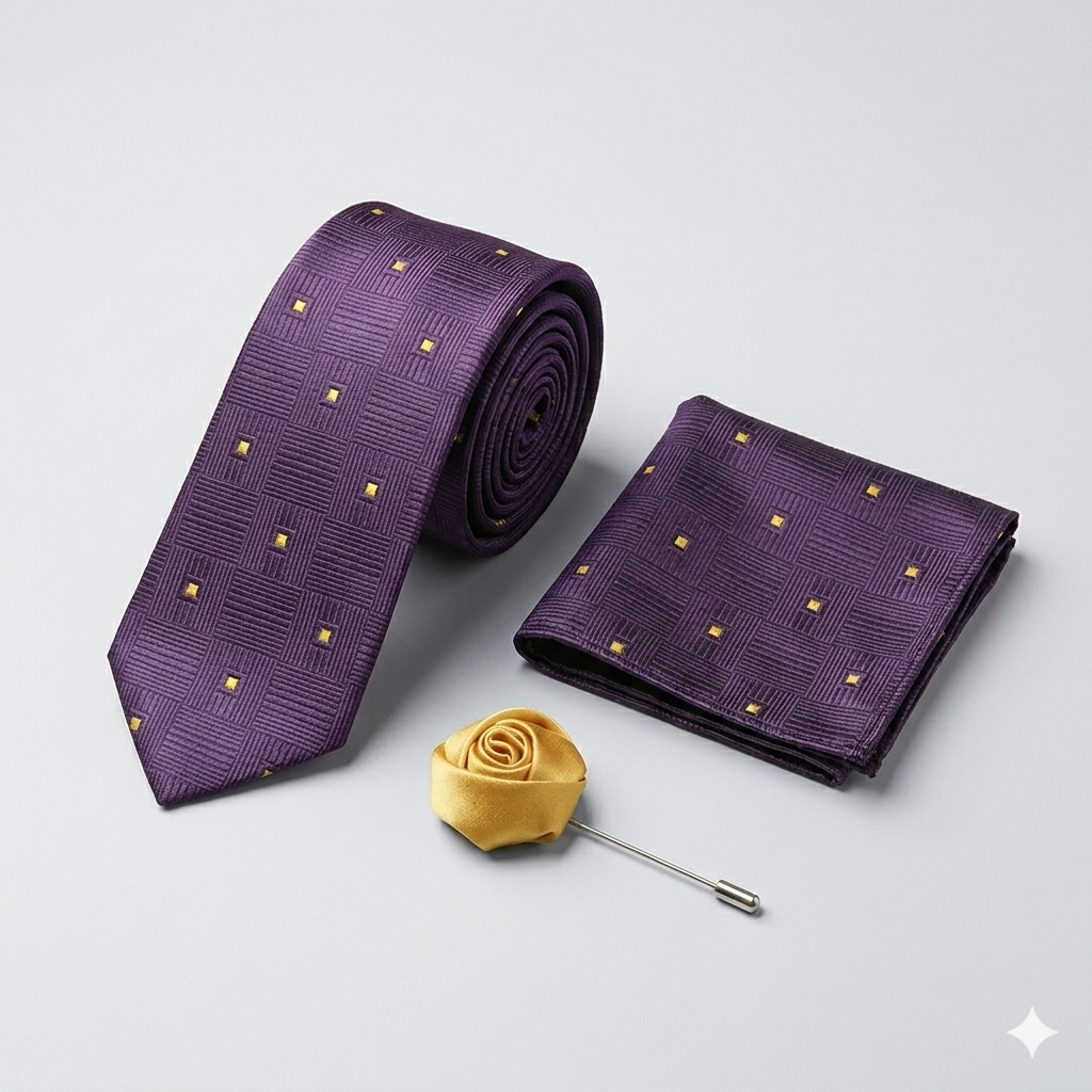 The Executive Suite: Men’s Tie, Brooch & Cufflinks Set – Elite Formal Combo-BR-122