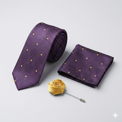 The Executive Suite: Men’s Tie, Brooch & Cufflinks Set – Elite Formal Combo-BR-122