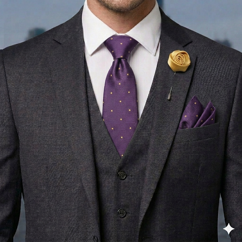 The Executive Suite: Men’s Tie, Brooch & Cufflinks Set – Elite Formal Combo-BR-122