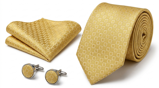 Men’s Tie, Pocket Square & Cufflinks Set – Luxury Formal Accessory Combo - CU-124