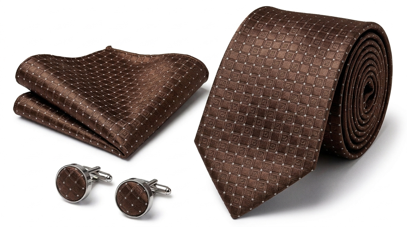 Men’s Tie, Pocket Square & Cufflinks Set – Luxury Formal Accessory Combo - CU-122