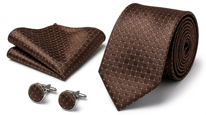 Men’s Tie, Pocket Square & Cufflinks Set – Luxury Formal Accessory Combo - CU-122