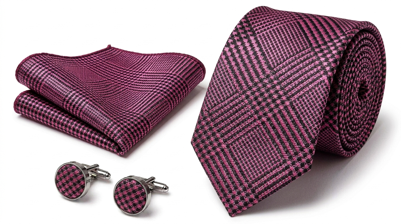 Men’s Tie, Pocket Square & Cufflinks Set – Luxury Formal Accessory Combo - CU-123
