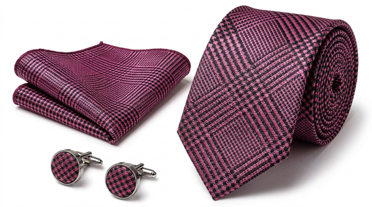 Men’s Tie, Pocket Square & Cufflinks Set – Luxury Formal Accessory Combo - CU-123