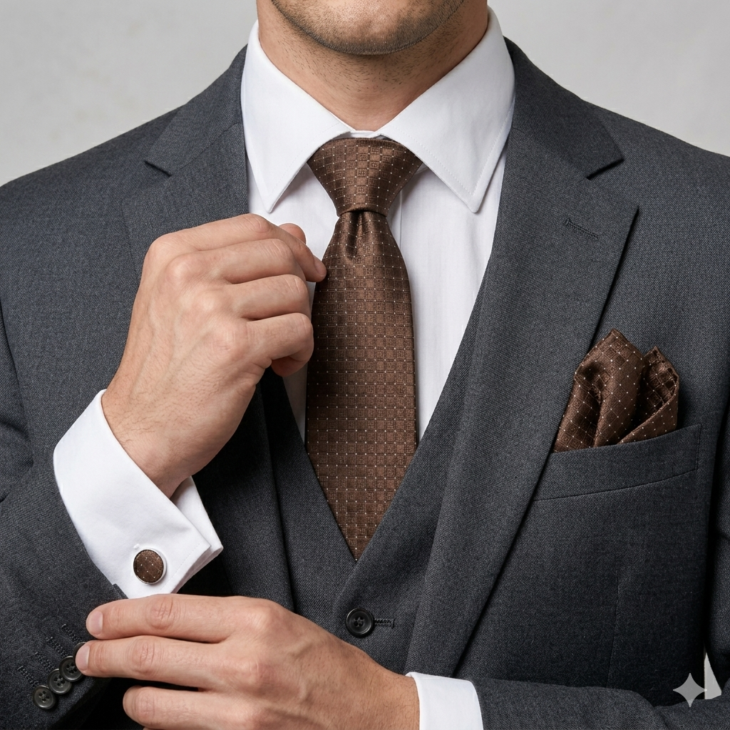 Men’s Tie, Pocket Square & Cufflinks Set – Luxury Formal Accessory Combo - CU-122
