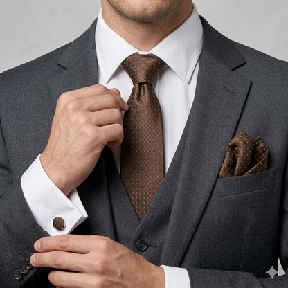 Men’s Tie, Pocket Square & Cufflinks Set – Luxury Formal Accessory Combo - CU-122