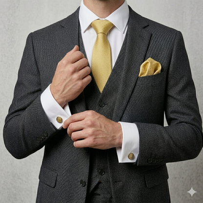 Men’s Tie, Pocket Square & Cufflinks Set – Luxury Formal Accessory Combo - CU-124