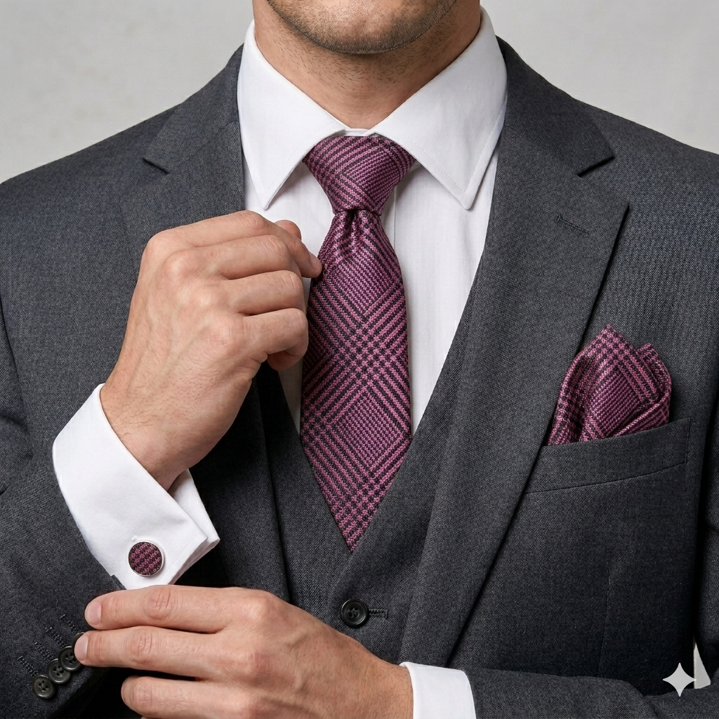 Men’s Tie, Pocket Square & Cufflinks Set – Luxury Formal Accessory Combo - CU-123