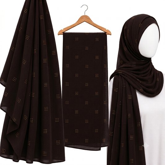 Stylengift Luxury Hand-Crafted Mukesh- Festive  Chifon Hijab – Ultra-Soft & Lightweight-SH-111