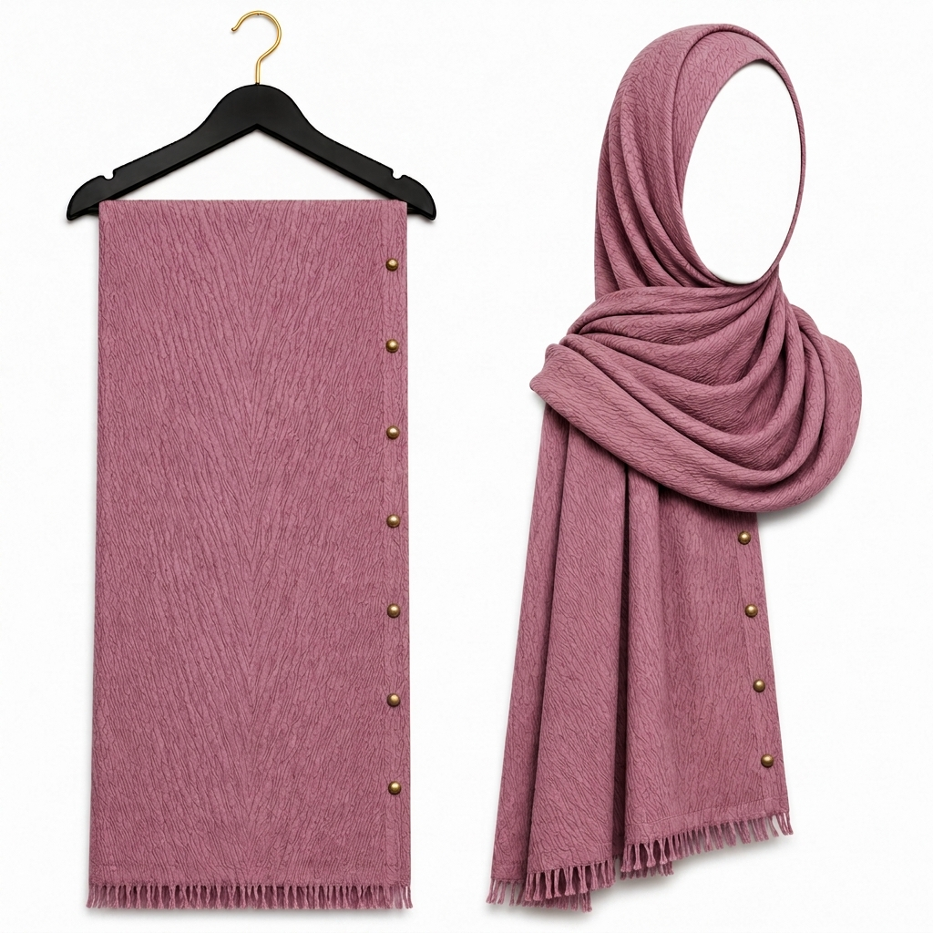 Stylengift Luxury Crimped Cotton Gold Studded  Hijab | All-Season Formal Scarf-SH-133