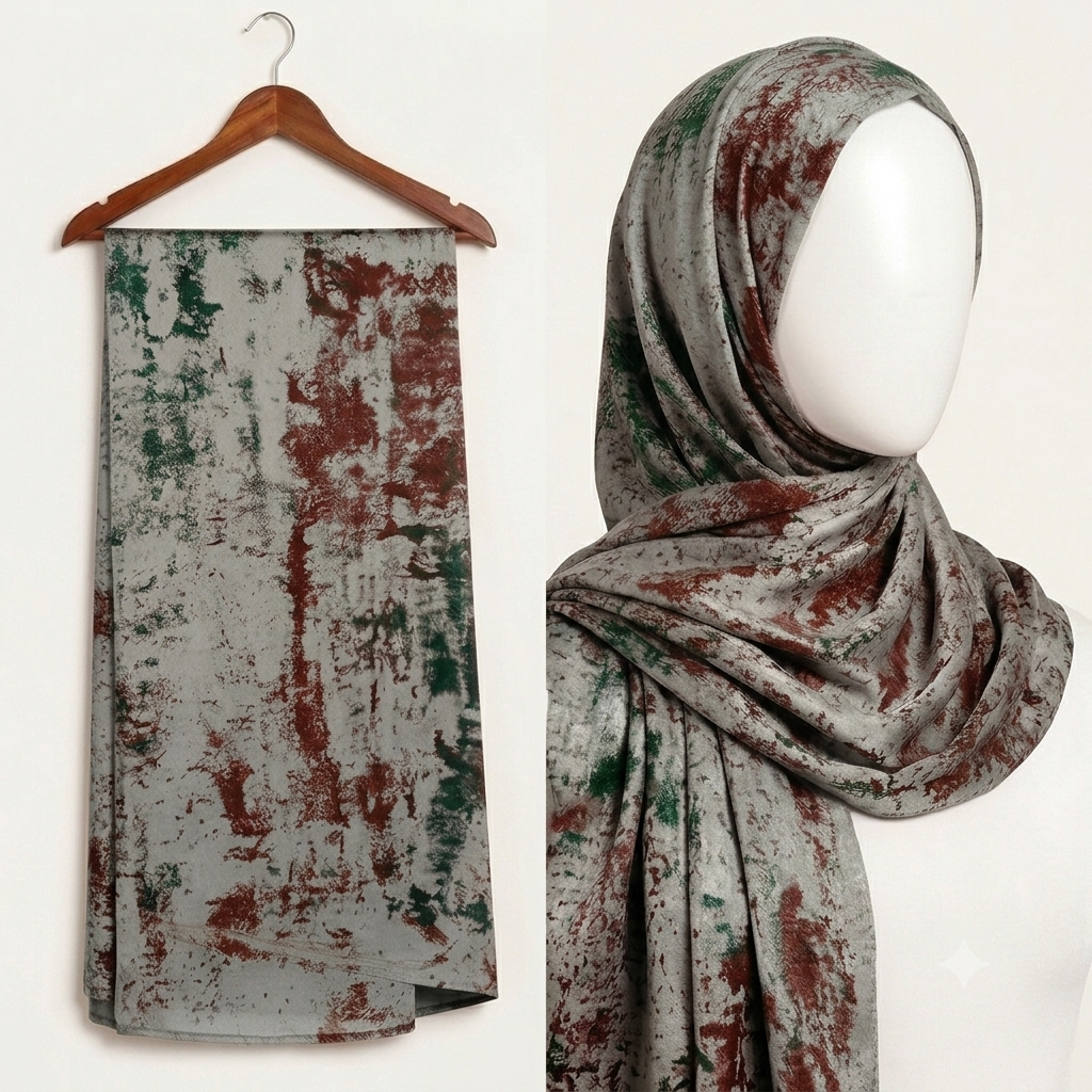 Stylengift Premium Printed Silk Hijabs - Lightweight   Formal Scarf-SH-147