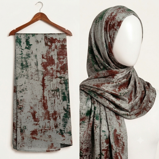 Stylengift Premium Printed Silk Hijabs - Lightweight   Formal Scarf-SH-147