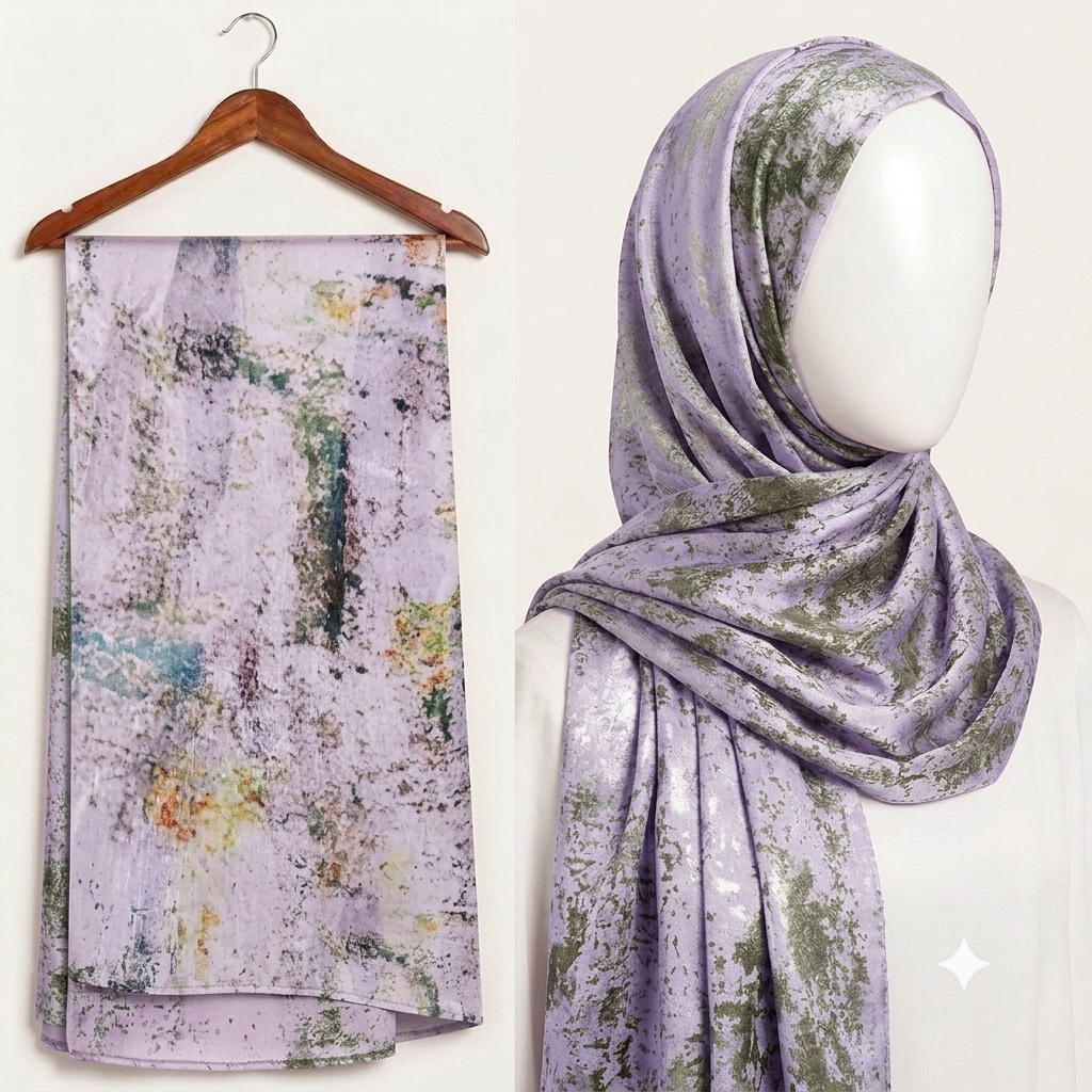 Stylengift Premium Printed Silk Hijabs - Lightweight   Formal Scarf-SH-148