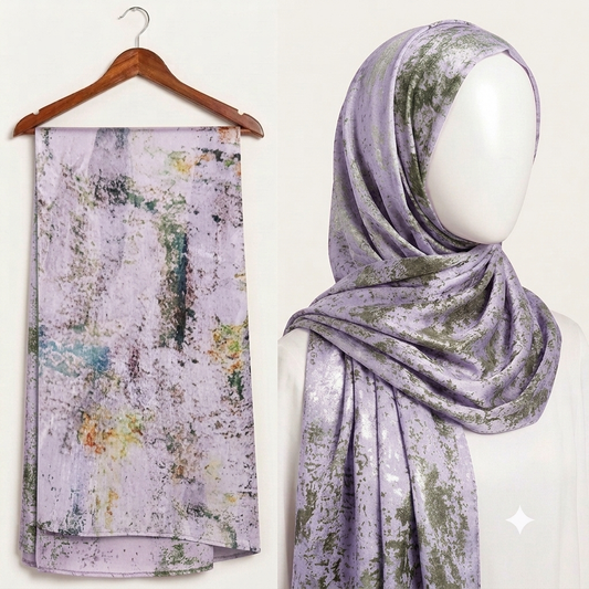 Stylengift Premium Printed Silk Hijabs - Lightweight   Formal Scarf-SH-148
