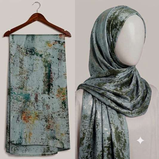 Stylengift Premium Printed Silk Hijabs - Lightweight   Formal Scarf-SH-151
