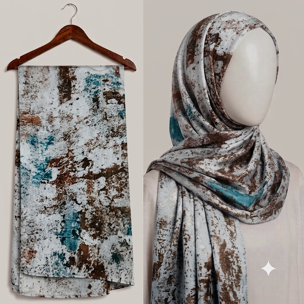 Stylengift Premium Printed Silk Hijabs - Lightweight   Formal Scarf-SH-152