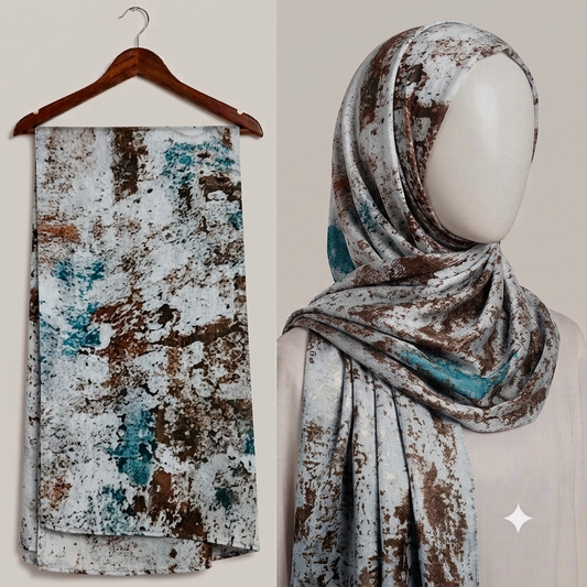 Stylengift Premium Printed Silk Hijabs - Lightweight   Formal Scarf-SH-152