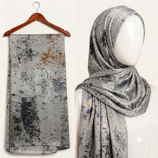 Stylengift Premium Printed Silk Hijabs - Lightweight   Formal Scarf-SH-154