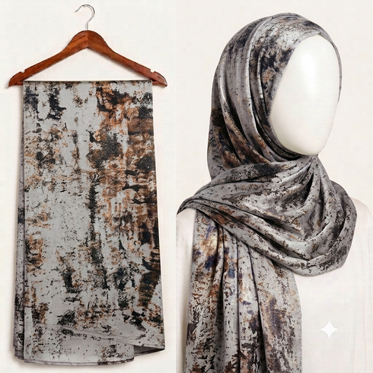 Stylengift Premium Printed Silk Hijabs - Lightweight   Formal Scarf-SH-155