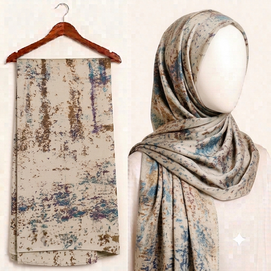 Stylengift Premium Printed Silk Hijabs - Lightweight   Formal Scarf-SH-156