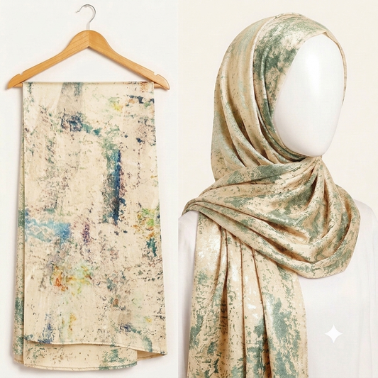 Stylengift Premium Printed Silk Hijabs - Lightweight   Formal Scarf-SH-157