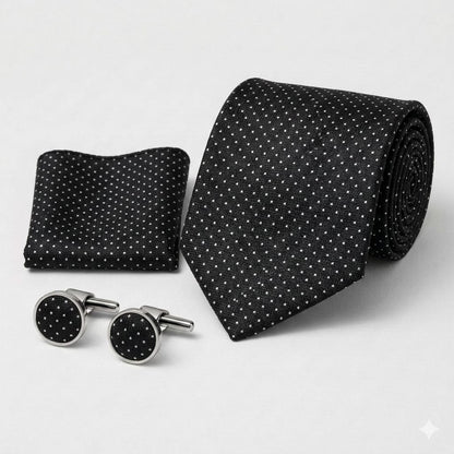 Men’s Tie, Pocket Square & Cufflinks Set – Luxury Formal Accessory ComboMen’s Tie, Pocket Square & Cufflinks Set – Luxury Formal Accessory Combo - CU-086