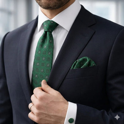 Men’s Tie, Pocket Square & Cufflinks Set – Luxury Formal Accessory Combo - CU-077