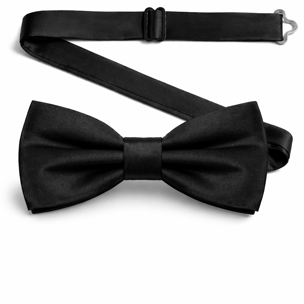 Black Men's Bow Tie Set - Elegant Formal Neckwear for Weddings