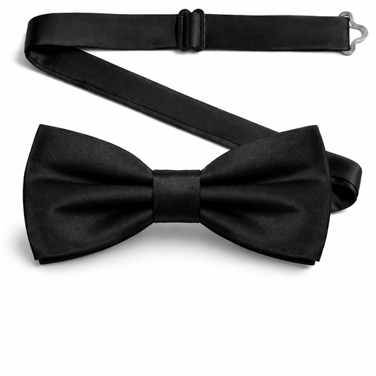 Black Men's Bow Tie Set - Elegant Formal Neckwear for Weddings