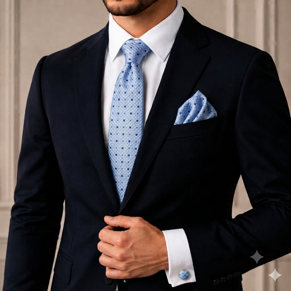 Men’s Tie, Pocket Square & Cufflinks Set – Luxury Formal Accessory Combo - CU-202 New