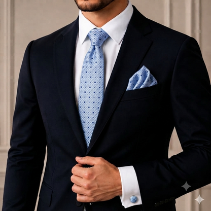 Men’s Tie, Pocket Square & Cufflinks Set – Luxury Formal Accessory Combo - CU-202 New