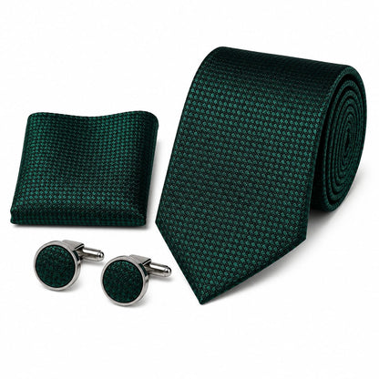 Men’s Tie, Pocket Square & Cufflinks Set – Luxury Formal Accessory Combo - CU-203 New