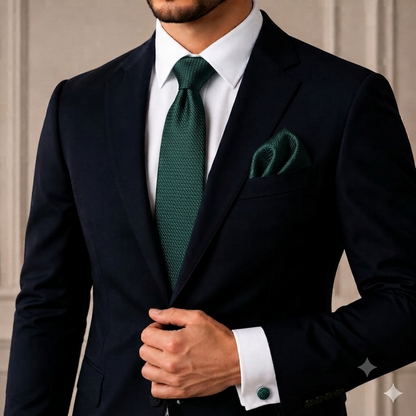 Men’s Tie, Pocket Square & Cufflinks Set – Luxury Formal Accessory Combo - CU-203 New